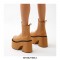 Round Toe Chunky Heels Platforms Ankle Highs Chelsea Boots - Yellow