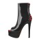 Peep Toe Stiletto Heels Platforms Ankle Highs Boots - Black