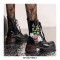 Round Toe Chunky Heels Platforms Ankle LaceUp Floral Embroidery Boots with Side Zipper - Black