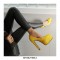 Pointed Toe Block Heels Fabric Embroidery Flowers Platforms Pumps - Yellow