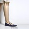 Pointed Toe Double Buckle Straps Mary Jane Elegant Flats - Black Blue