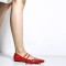 Pointed Toe Double Buckle Straps Mary Jane Elegant Flats - Red