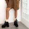 Round Toe Chunky Heels Lace Up Autumn Boots - Brown Faux Leather