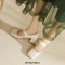 Square Toe Chunky Heels Mary Janes Buckle Straps Vintage Pumps - Beige