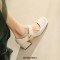 Square Toe Chunky Heels Mary Janes Buckle Straps Vintage Pumps - Beige