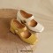 Square Toe Chunky Heels Mary Janes Buckle Straps Vintage Pumps - Yellow