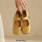 Square Toe Chunky Heels Mary Janes Buckle Straps Vintage Pumps - Yellow