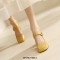 Square Toe Chunky Heels Mary Janes Buckle Straps Vintage Pumps - Yellow