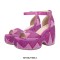 Peep Toe Chunky Heels Rhinestones Platforms Ankle Buckle Straps Sandals - Hot Pink