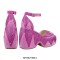 Peep Toe Chunky Heels Rhinestones Platforms Ankle Buckle Straps Sandals - Hot Pink
