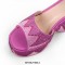 Peep Toe Chunky Heels Rhinestones Platforms Ankle Buckle Straps Sandals - Hot Pink