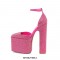 Square Toe Chunky Heels Rhinestones Dorsay Platforms Nightclub Pumps - Hot Pink