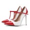 Pointed Toe Stiletto Heels Buckle T Straps Mary Janes Pumps - White