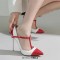 Pointed Toe Stiletto Heels Buckle T Straps Mary Janes Pumps - White