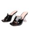 Peep Toe Crystal Buckle Transparent Spike Heels Sandals Slippers - Black