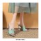 Peep Toe Crystal Buckle Transparent Spike Heels Sandals Slippers - Green
