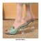 Peep Toe Crystal Buckle Transparent Spike Heels Sandals Slippers - Green
