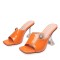 Peep Toe Crystal Buckle Transparent Spike Heels Sandals Slippers - Orange