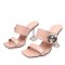 Peep Toe Rhinestones Line Double Straps Transparent Spike Heels Sandals Slippers - Apricot Tan