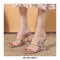 Peep Toe Rhinestones Line Double Straps Transparent Spike Heels Sandals Slippers - Apricot Tan