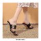 Peep Toe Rhinestones Line Double Straps Transparent Spike Heels Sandals Slippers - Black - Size 15 - SPECIAL