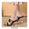 Peep Toe Rhinestones Line Double Straps Transparent Spike Heels Sandals Slippers - Black - Size 15 - SPECIAL