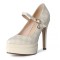 Chunky Heels Pointed Toe Mary Janes Checkered Platforms Pumps Sandals - Apricot