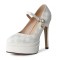 Chunky Heels Pointed Toe Mary Janes Checkered Platforms Pumps Sandals - Beige