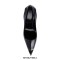 Pointed Toe Metal Decorated Stiletto Heels Snake Print Leather Pumps - Black