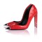 Pointed Toe Metal Decorated Stiletto Heels Snake Print Leather Pumps - Red