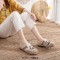 Round Toe Linen Retro Bohemian Slip On Embroidered Help Flats Loafers - Gray Cotton