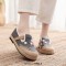 Round Toe Linen Retro Bohemian Slip On Embroidered Help Flats Loafers - Gray Cotton