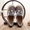 Round Toe Linen Retro Bohemian Slip On Embroidered Help Flats Loafers - Gray Cotton