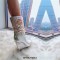 Pointed Toe Shiny Skull Ankle Highs Wedges Boots - White