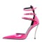 Pointed Toe Ankle Buckle Straps Curved Stiletto Heels Mary Janes Pumps - Rose