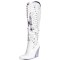 Pointed Toe Chunky Heels Rhinestones Crystals Cowboy Western Knee Highs Boots - White