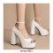 Peep Toe Ankle Buckle Straps Chunky Heels Platforms Pumps - White