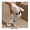 Peep Toe Platforms Chunky Heels Ankle Buckle Straps Back Zipper Summer Pumps Booties - White