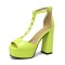 Peep Toe Ankle Buckle TStraps Platforms Chunky Heels Summer Pumps - Green
