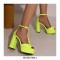 Peep Toe Ankle Buckle TStraps Platforms Chunky Heels Summer Pumps - Green