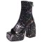 Peep Toe Snake Print Platforms Ankle Highs Short Back Zipper Chunky Heels Summer Boots - Black