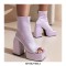 Peep Ankle High Back Zipper Chunky Heels Platforms Satin Pumps Boots - Purple