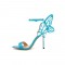 Peep Toe Stiletto Heels Butterfly Wings Dorsay Sandals - Blue
