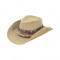 Western Native Feather Designed Cowboy Cowgirl Leather Hats - Yellow