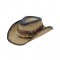 Western Native Feather Designed Cowboy Cowgirl Leather Hats - Tan Shadow