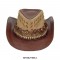 Western Native Feather Designed Cowboy Cowgirl Leather Hats - Brown
