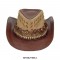 Western Native Feather Designed Cowboy Cowgirl Leather Hats - Yellow