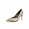 Pointed Toe Stiletto Heels Crocodile Pattern Pumps - Gold