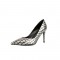 Pointed Toe Stiletto Heels Crocodile Pattern Pumps - Silver
