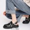 Round Toe Belt Buckle Decorated Slingback Flats Sandals Loafers - Black